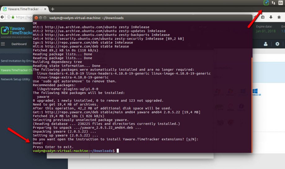 Install Yaware on Ubuntu - step 6